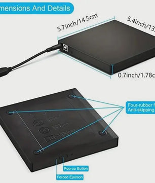 Externe USB CD/DVD RW Brander - Draagbare Optische Drive voor Laptop & PC
