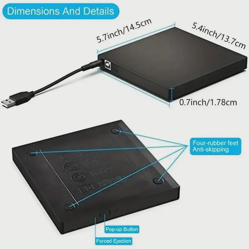 Externe USB CD/DVD RW Brander - Draagbare Optische Drive voor Laptop & PC