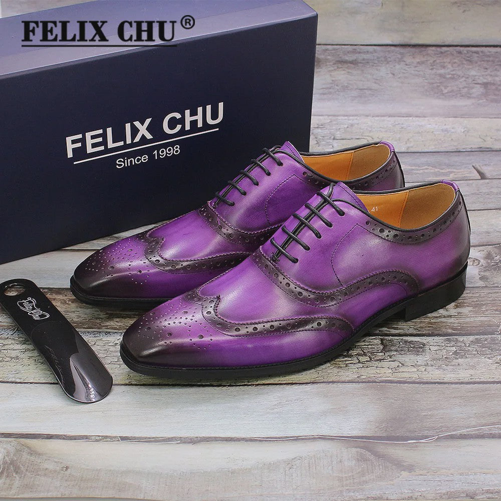 Handgemaakte Heren Leren Wingtip Oxford Schoenen - Klassiek & Formeel