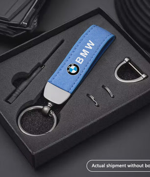 Luxe Lederen Autosleutelhanger met Metalen Ring - Geschikt voor BMW