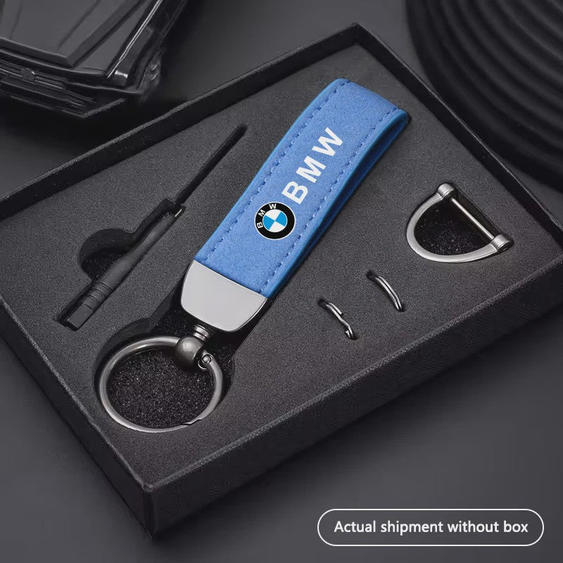 Luxe Lederen Autosleutelhanger met Metalen Ring - Geschikt voor BMW