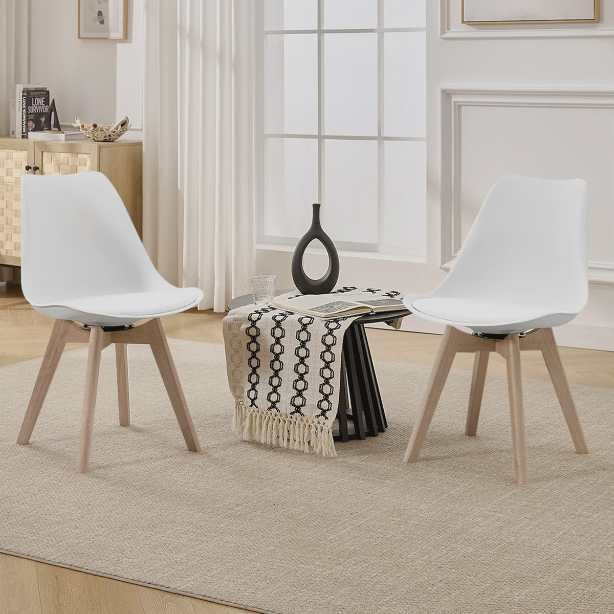 Set van 4xElegante eetkamerstoelen - Kunstleer & Massief Hout - Draaibaar & Comfortabel
