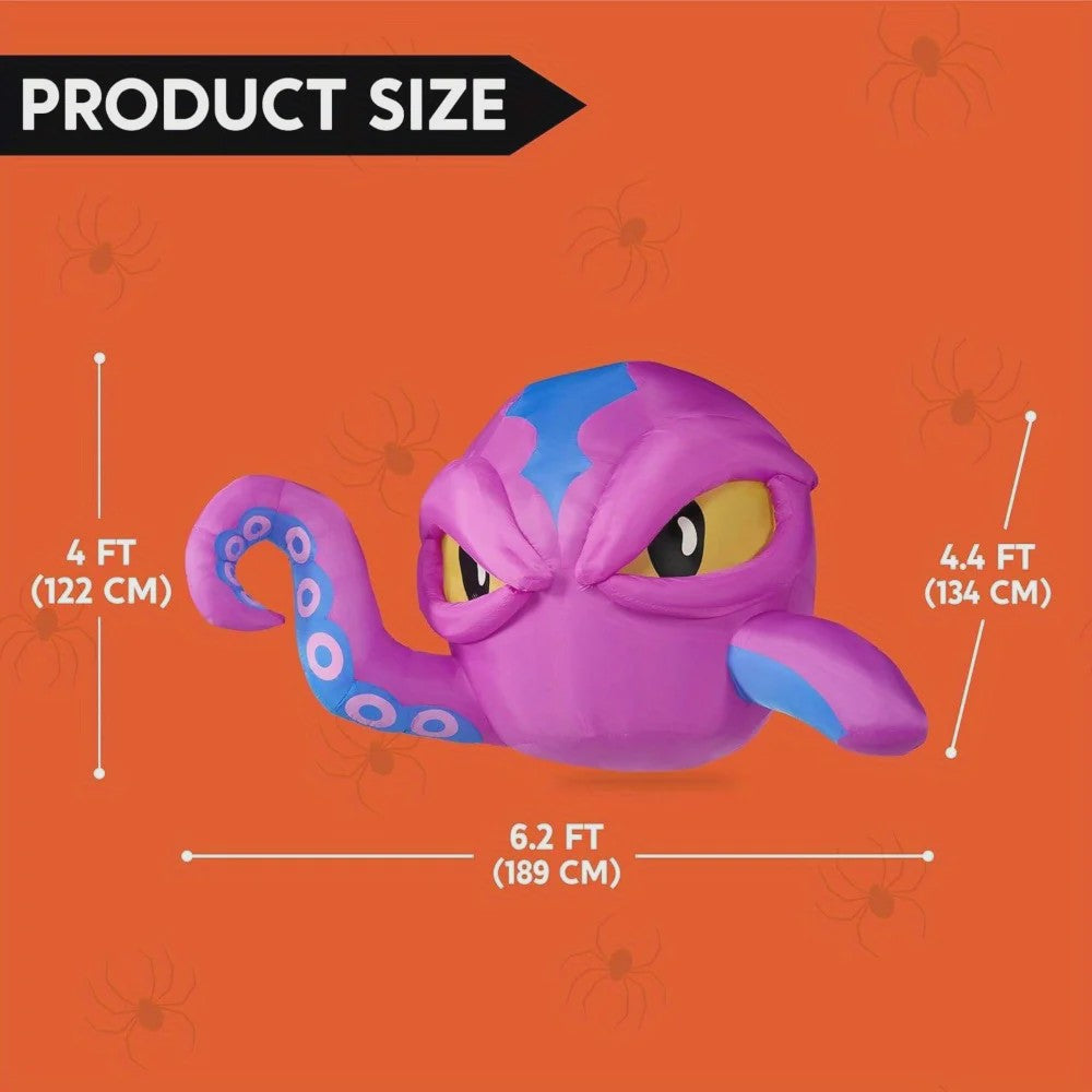 Opblaasbare Paarse Octopus 6.2 FT - Halloween Raamdecoratie & Tuindecoratie met LED