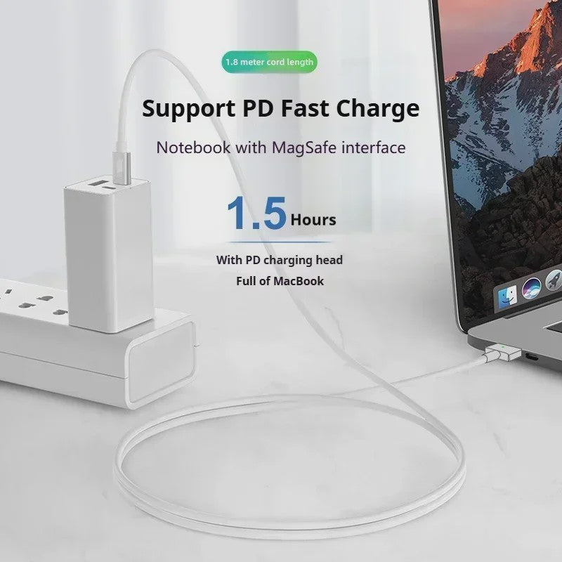 USB-C naar MagSafe 2 T-vorm Kabel voor MacBook Air/Pro - 1.8m Gevlochten Snellader