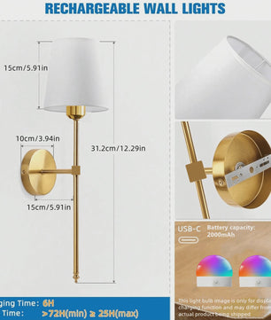 Draadloze Wandlamp met Afneembare Batterijlamp en Afstandsbediening - 15 Kleuren