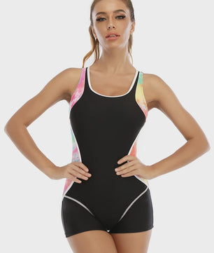 Sportief Patchwork Badpak met Broekje - Plus Size Dames