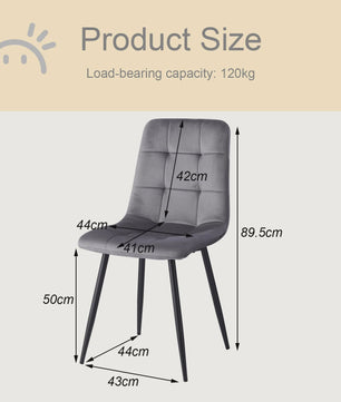 Set Eettafelstoelen (2/4/6 stuks) - Gestoffeerd Fluweel met Metalen Frame