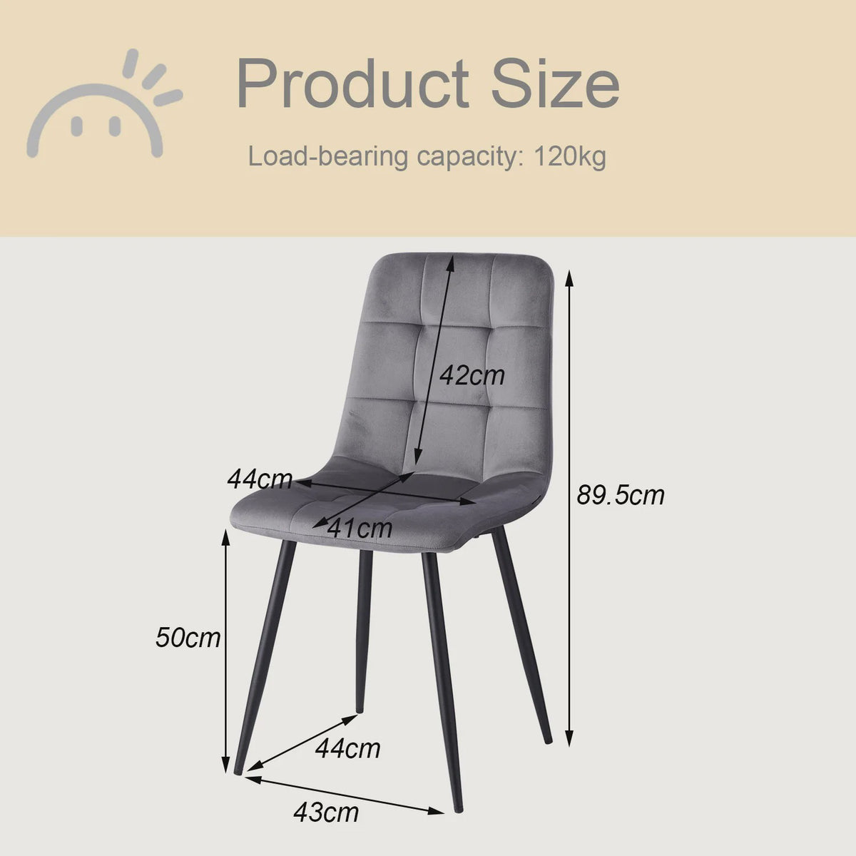 Set Eettafelstoelen (2/4/6 stuks) - Gestoffeerd Fluweel met Metalen Frame