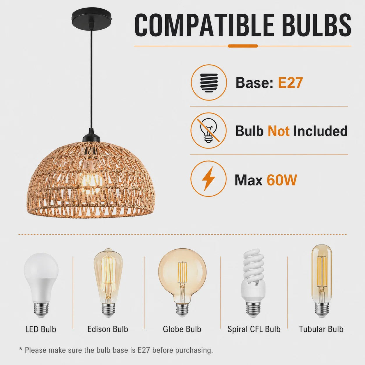 SediaXL Rotan Hanglamp Boho Stijl 30cm - Woven Paper Rope Plafondlamp