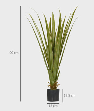 HOMCOM Kunstplant Agave 90 cm Hoog - Realistische Kunstplant voor Binnen en Buiten