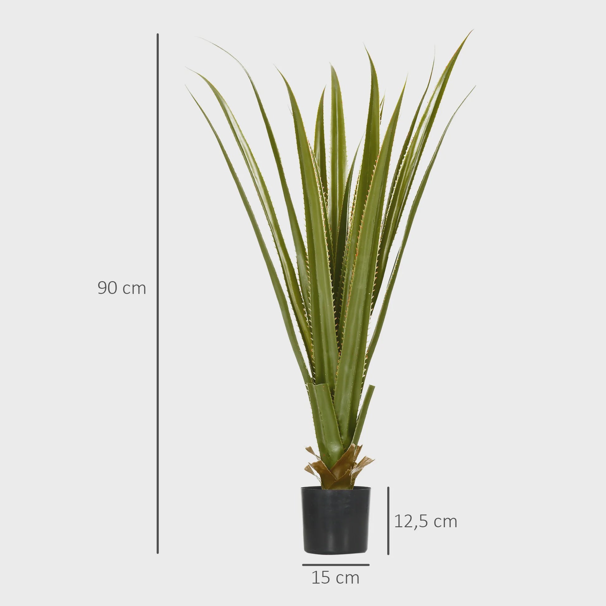 HOMCOM Kunstplant Agave 90 cm Hoog - Realistische Kunstplant voor Binnen en Buiten