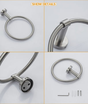 Complete Badkamer Accessoires Set - Zwart & Geborsteld Staal