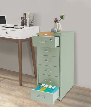 Stalen Archiefkast met Wielen en Slot - 5 Lades - 28x41x69cm
