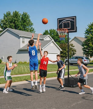 Verstelbare Buiten Basketbalpaal 253-362 cm met Transparant PC Bord en Mobiele Basis