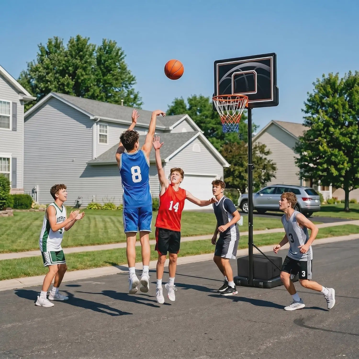 Verstelbare Buiten Basketbalpaal 253-362 cm met Transparant PC Bord en Mobiele Basis