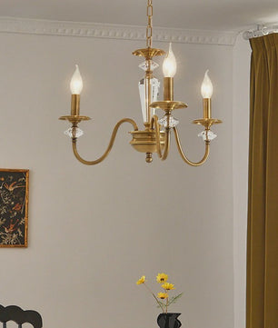 American Retro Messing Plafondlamp met Kaarslampjes - Sfeervolle Verlichting voor Woonkamer, Slaapkamer & Eetkamer