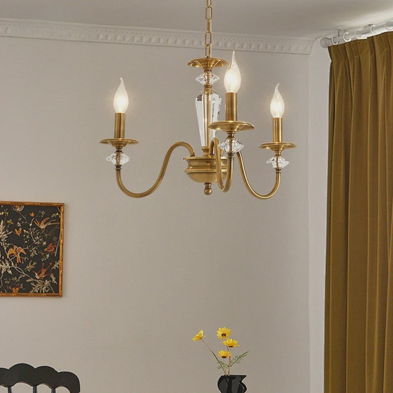 American Retro Messing Plafondlamp met Kaarslampjes - Sfeervolle Verlichting voor Woonkamer, Slaapkamer & Eetkamer