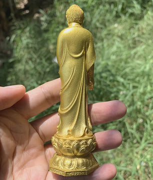 5-inch Gouden Shakyamuni Boeddha Standbeeld - Traditionele Chinese Stijl Decoratie & Cadeau