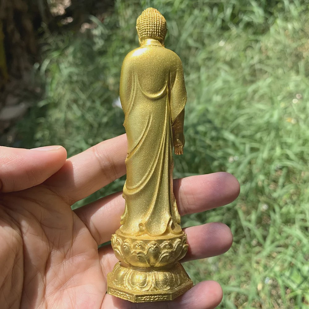 5-inch Gouden Shakyamuni Boeddha Standbeeld - Traditionele Chinese Stijl Decoratie & Cadeau