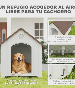 Pawhut Grote Kunststof Hondenhok Outdoor - Weerbestendig en Verhoogd