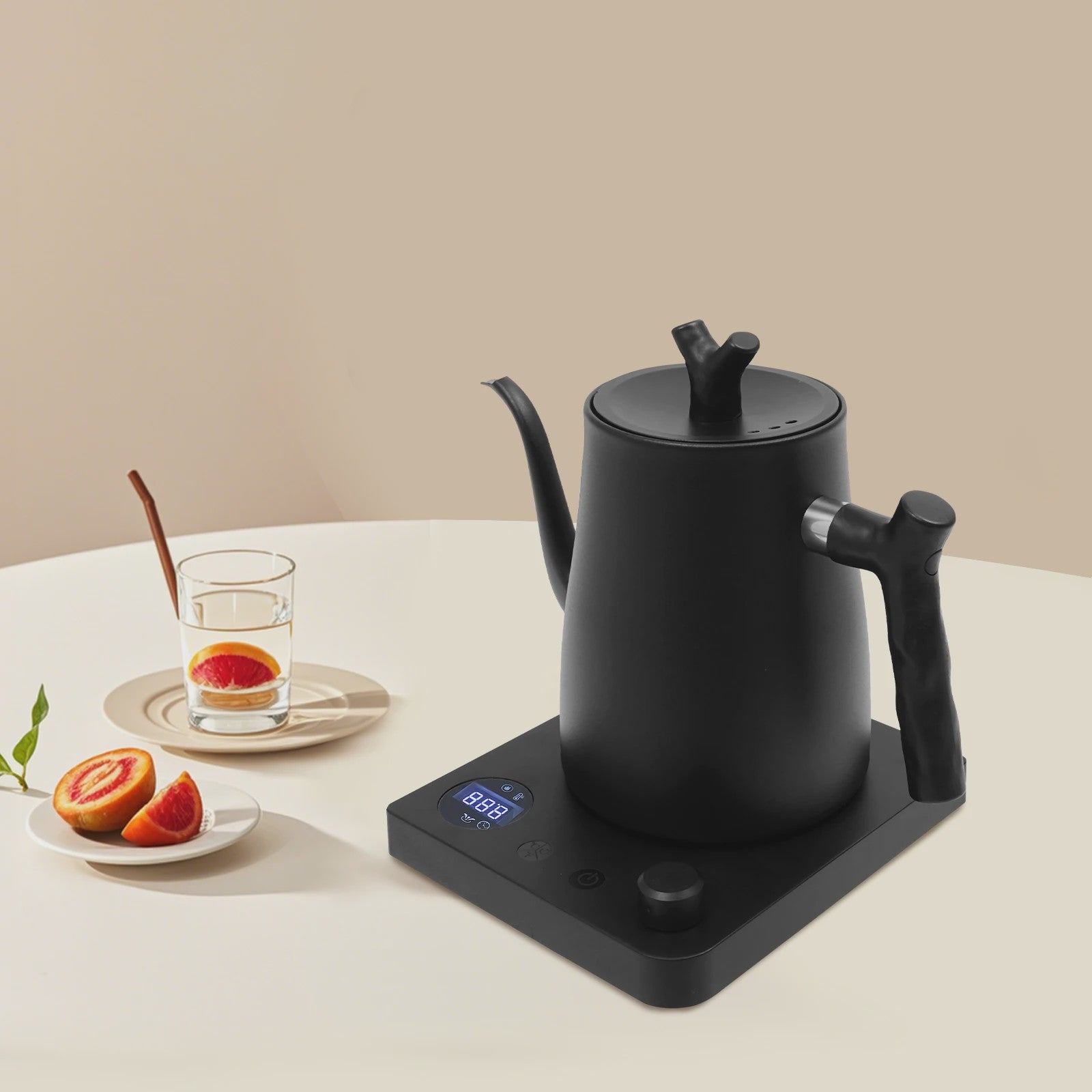 Elektrische Waterkoker 1L - 1000W - Instelbare Temperatuur (40-100°C) - LED Display - Wit/Zwart