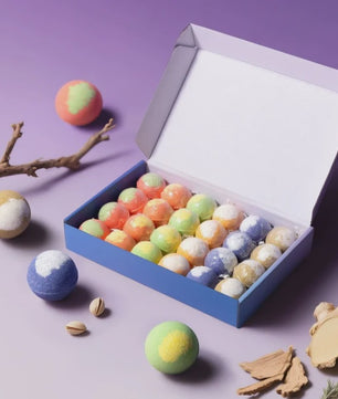 24x Luxe Biologische Bruisballen Set - Natuurlijk, Handgemaakt & Essentiële Oliën voor Ontspanning en Hydratatie