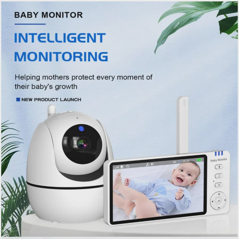 5 Inch Video Babyfoon met Camera, Temperatuursensor, Nachtmodus en Tweeweg Audio
