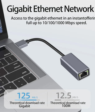 Gigabit Ethernet Adapter: USB-C & USB-A naar RJ45 (1000Mbps)