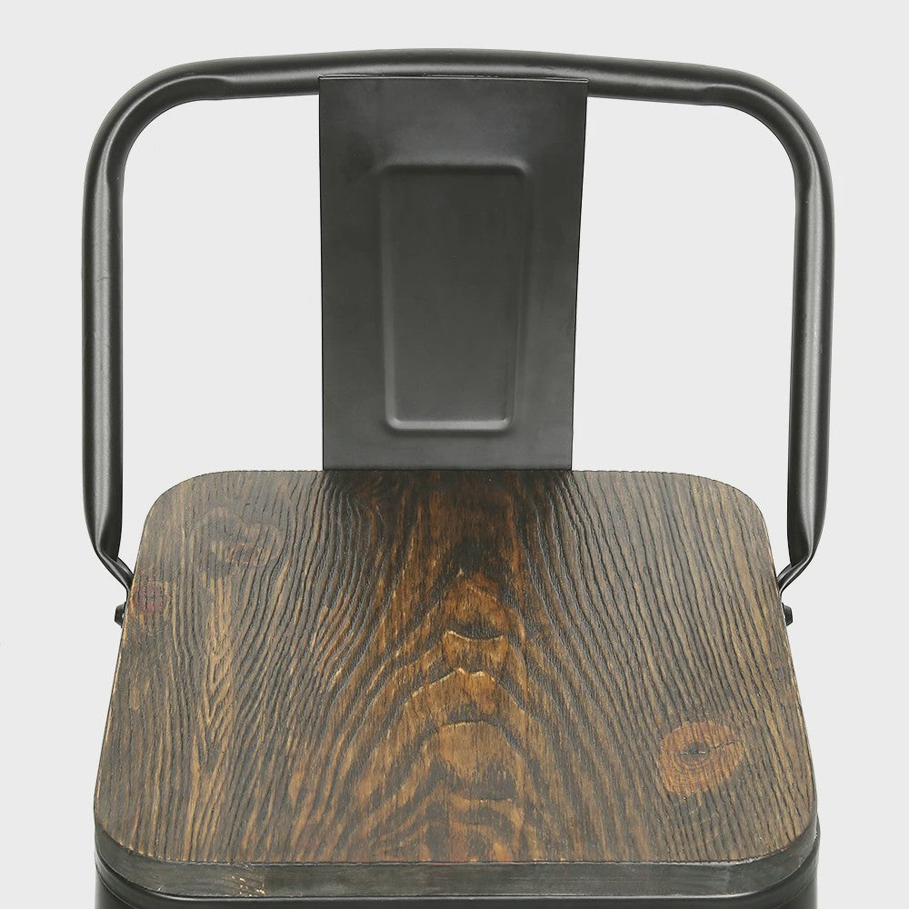 Set van 4 Metalen Barkrukken met Rugleuning - 84 cm Hoog - Stapelbaar - Vintage/Industriële Stijl