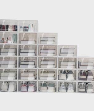 Set van 20/24 Opvouwbare Schoenenboxen - Stapelbaar & Transparant