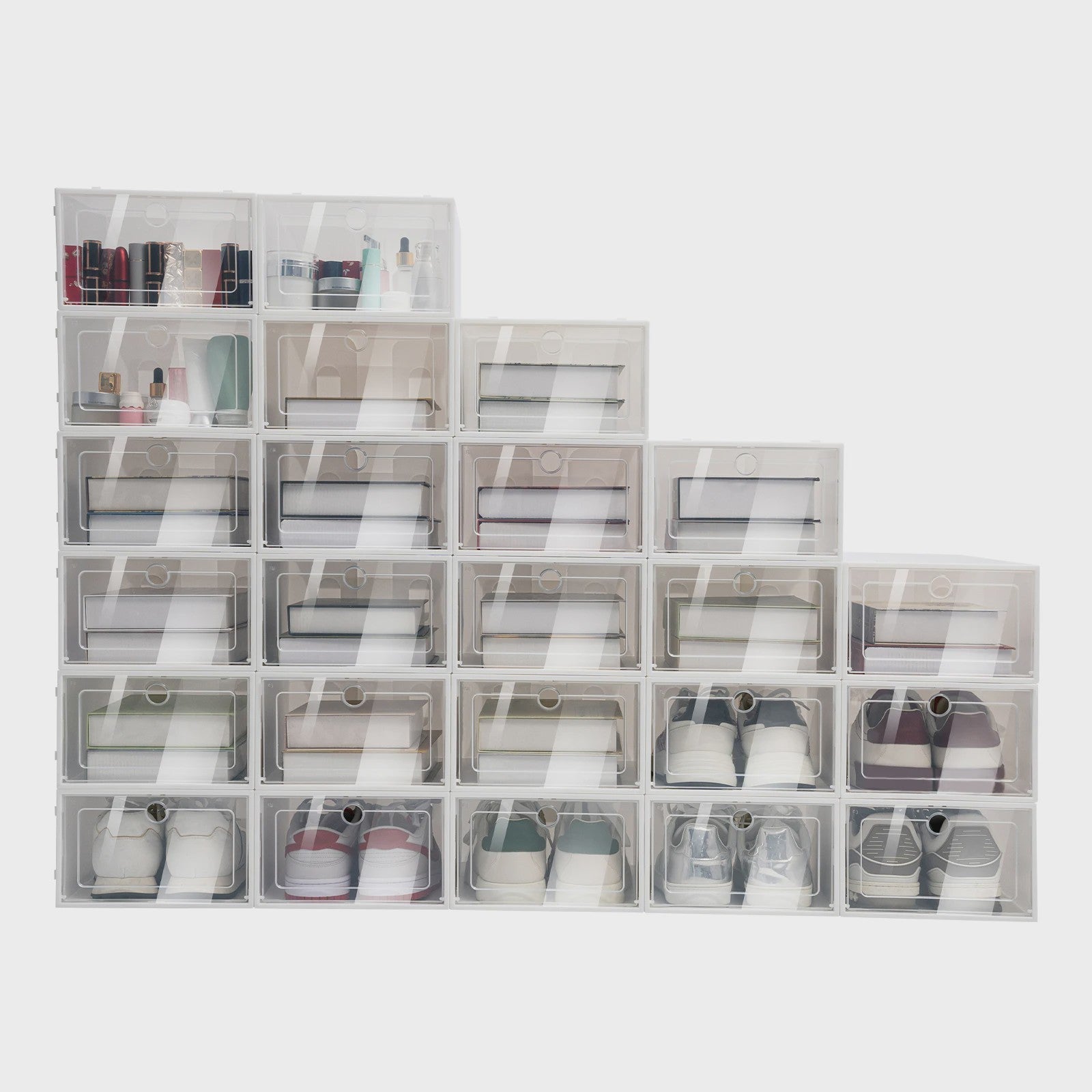 Set van 20/24 Opvouwbare Schoenenboxen - Stapelbaar & Transparant