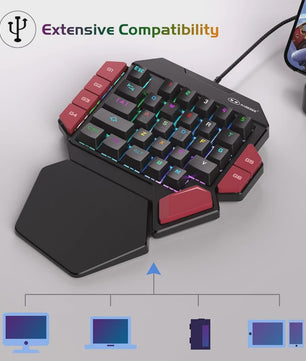 MageGee Mini Mechanisch Gaming Toetsenbord - 35 Toetsen, Eén Hand, Backlit, Hot-Swappable