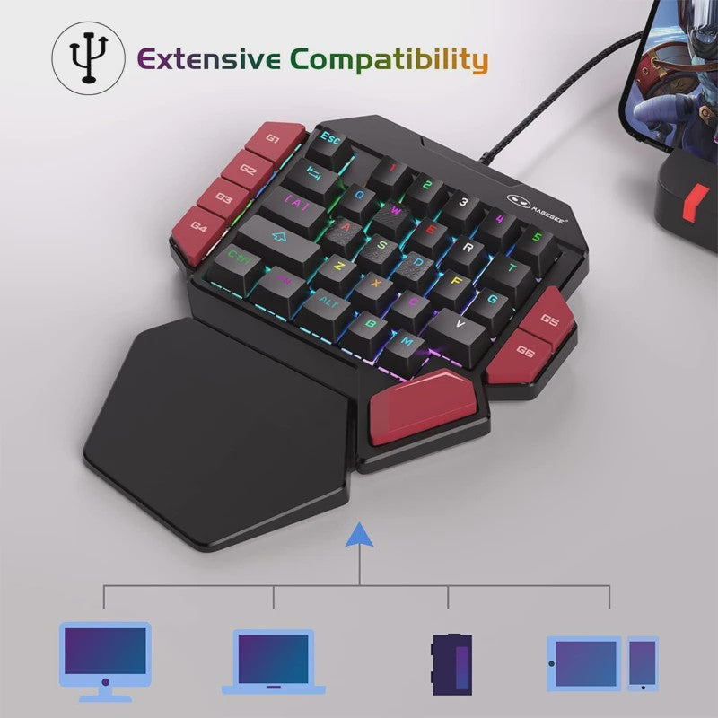 MageGee Mini Mechanisch Gaming Toetsenbord - 35 Toetsen, Eén Hand, Backlit, Hot-Swappable