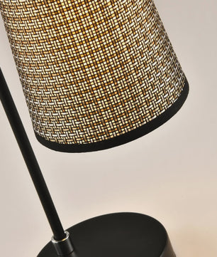 Retro Vintage Tafellamp Zwart met Beige Stofkap - Sfeervolle Verlichting voor Slaapkamer & Woonkamer