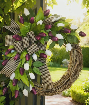 Luxe Tulpen Krans - Voorjaar & Feest Decoratie - Deurhanger