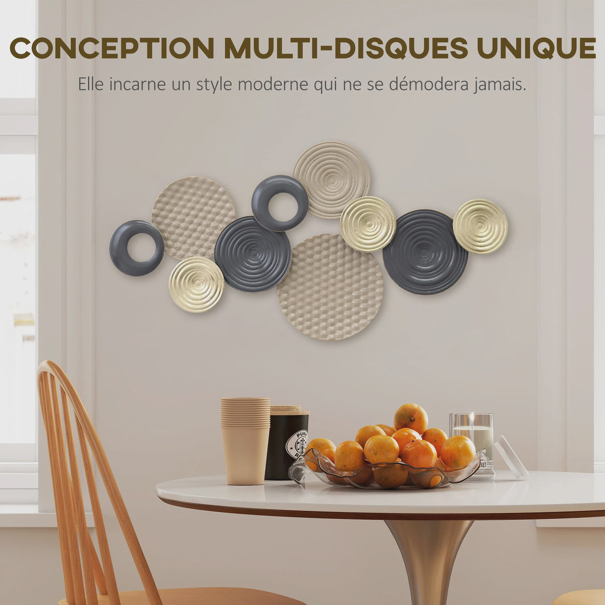 Moderne 3D Metaal Wanddecoratie Multi Disc - Wrought Iron Huisdecoratie
