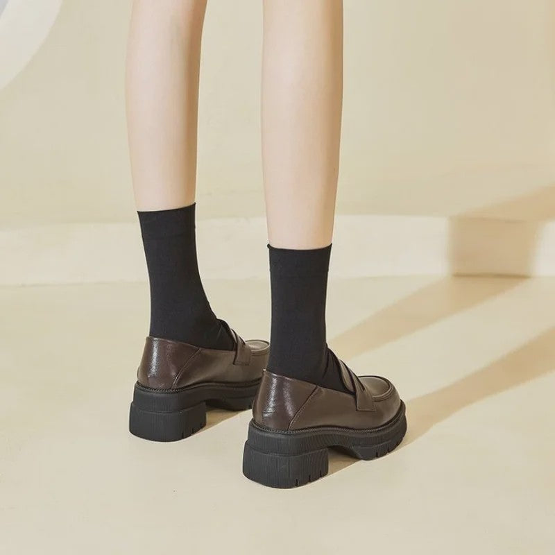 Dames Platform Loafers - Britse Stijl, Comfortabel & Modieus voor Dagelijks Gebruik