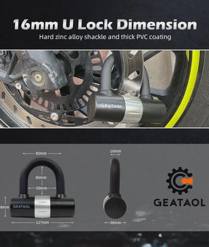 Heavy Duty U-Lock 16mm Fiets & Motor - Anti-diefstal Sluiting met 2 Sleutels