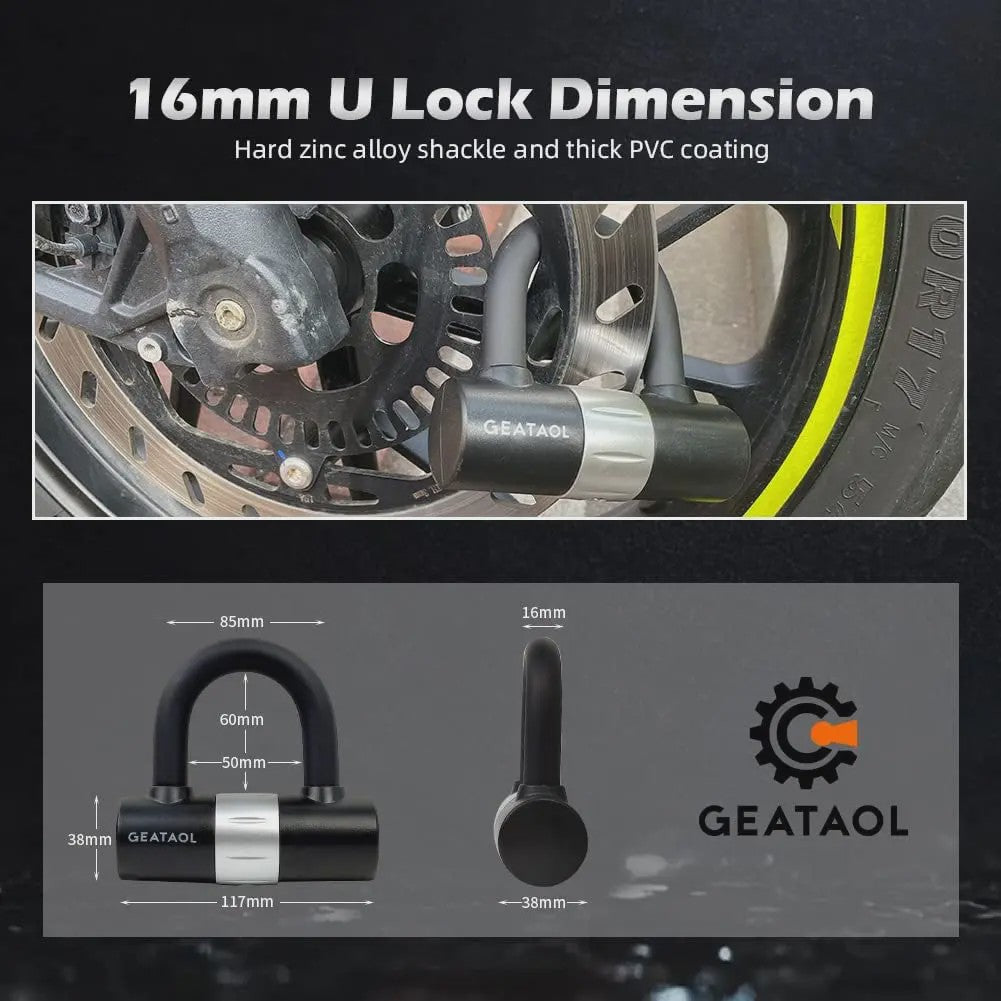 Heavy Duty U-Lock 16mm Fiets & Motor - Anti-diefstal Sluiting met 2 Sleutels