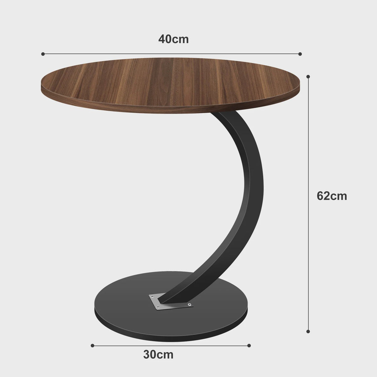 Ronde bijzettafel met C-vormige poot - Compact en stijlvol