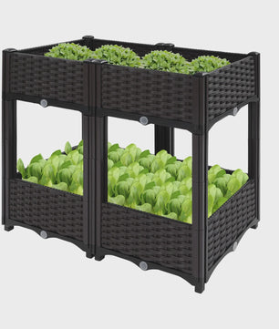 Verhoogd Plantenbed Dubbellaags in Rotan Look - Verticaal Tuinieren voor Balkon & Tuin