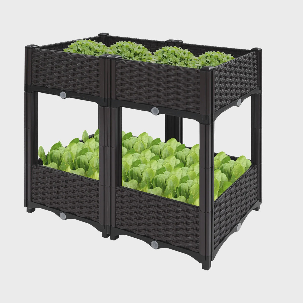 Verhoogd Plantenbed Dubbellaags in Rotan Look - Verticaal Tuinieren voor Balkon & Tuin