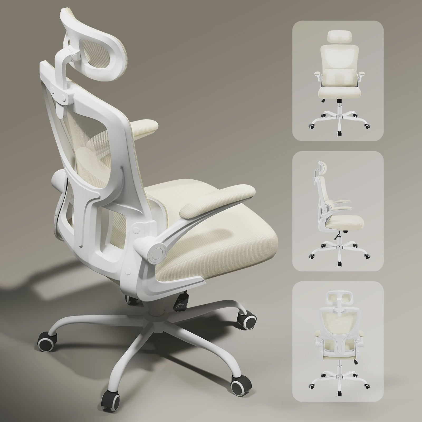 Ergonomische Bureaustoel Mesh met Hoofdsteun en Kantelfunctie - Comfortabel Werken