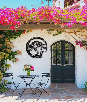 Japanse Bonsaiboom Metalen Wanddecoratie - Roestvrij & Waterdicht voor Huis en Tuin
