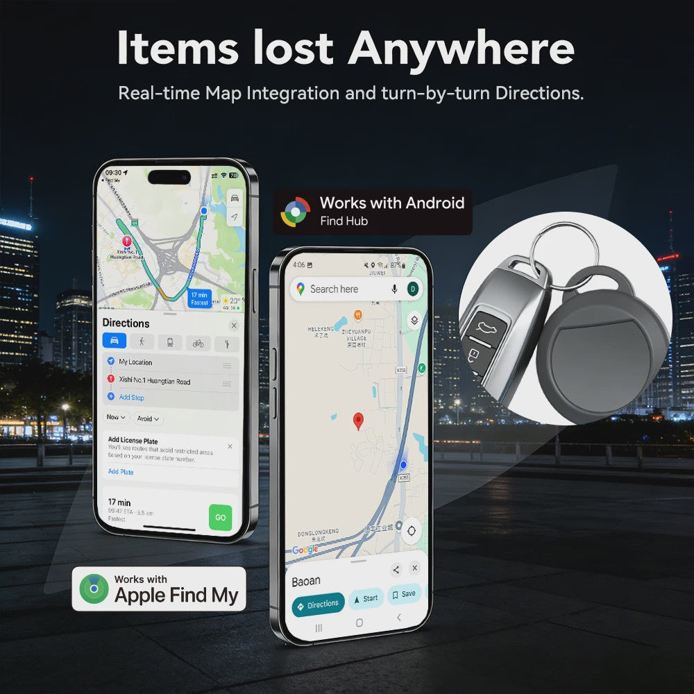 Slimme Tracker met Dubbel Systeem: Vind Alles met Google & Apple Find My