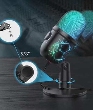 USB Condenser Microfoon met RGB Verlichting - Gaming, Streaming & Karaoke