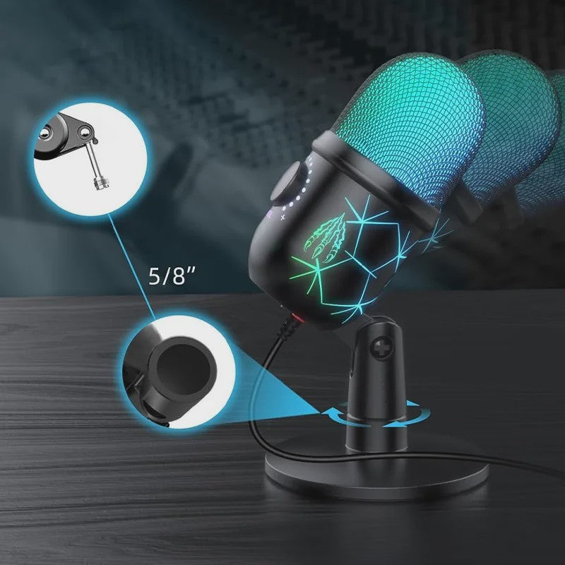 USB Condenser Microfoon met RGB Verlichting - Gaming, Streaming & Karaoke