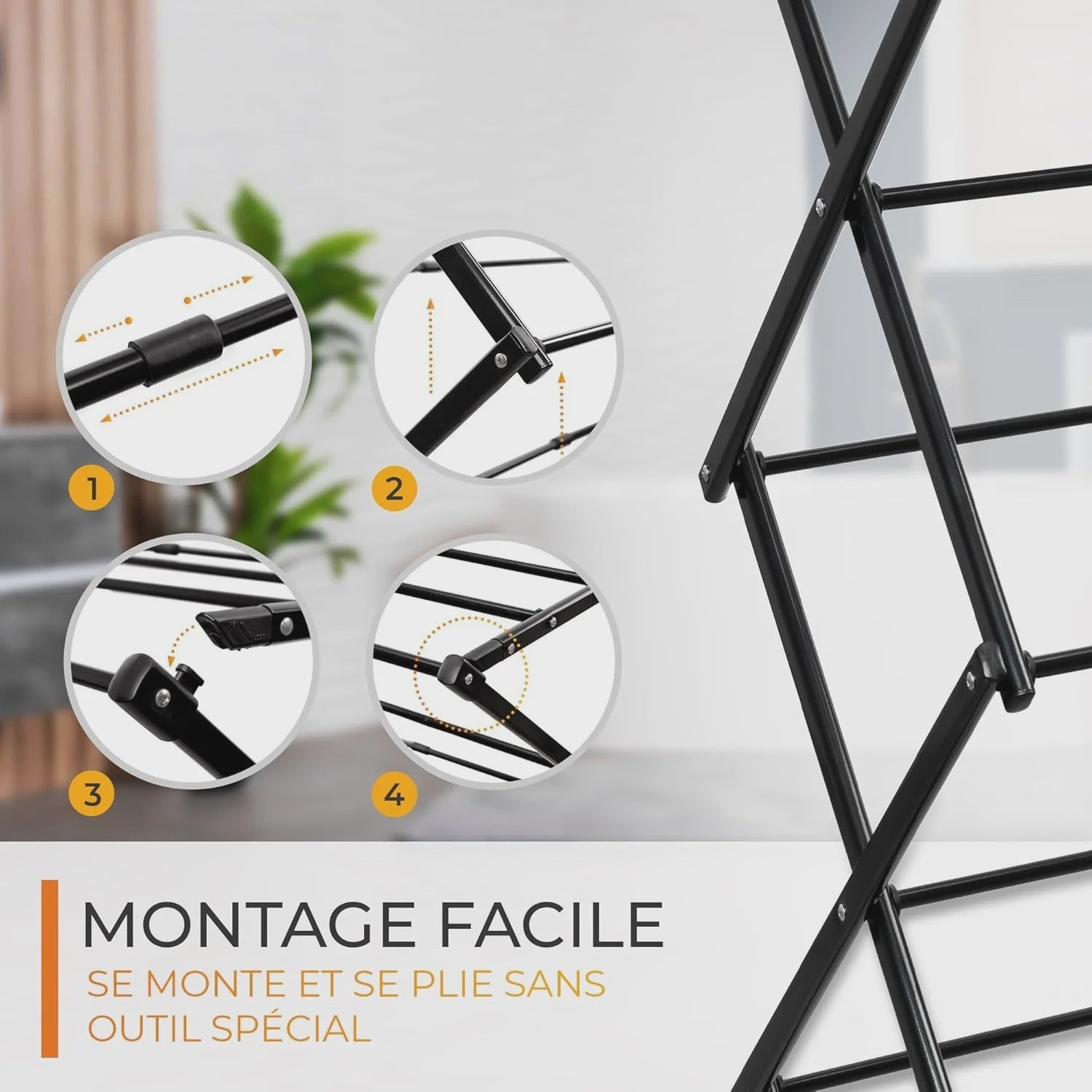 3-Laags Opvouwbaar Kledingrek - Zwart/Wit - Voor Binnen & Buiten