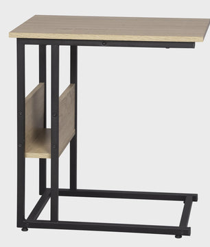C-vormige bijzettafel met opbergvak - Metaal & MDF