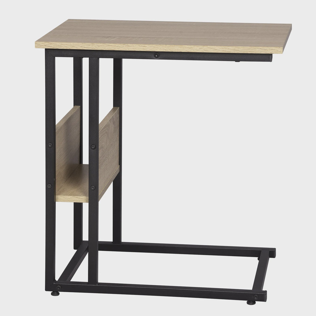 C-vormige bijzettafel met opbergvak - Metaal & MDF